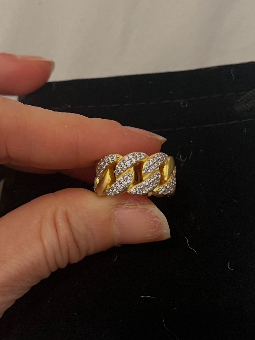 Freida Rothman size 6 and Silver Pavé Link Chain Ring